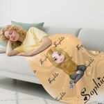 Personalized Cute Cartoon Character Multicolor Star Soft Throw Blanket with Name Home Decor Birthday Christmas Gift for Family Friends Kids