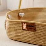 Personalized Cute Pet Photo Cotton Linen Pet Bed Basket with Handle and Name Medium Large Cat Daily Use Birthday Adoption Day Gift for Pet Owners