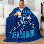 Personlig brottningssilhuetter mjuk pläd med namn och text inflyttningsfest spel jubileumsgåva för brottningsälskare