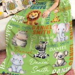 Personalized Cute Cartoon Koala Elephant Animal Soft Throw Blanket with Name Home Decor Birthday Gift for Kids