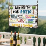 Personalized Distressed Retro Welcome to Our Party Metal Sign with Name and Place Wall Art Home Decor Summer Party Housewarming Gift for Family