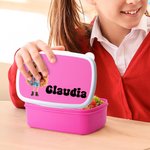 Portamerenda personalizzata multicolore in materiale sicuro per alimenti con nome ritorno a scuola regalo di compleanno per bambini