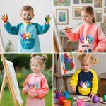 Grembiule personalizzato a maniche lunghe personalizzato con nome impermeabile essenziale per cucina e pitture regalo di compleanno per bambini
