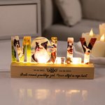 Gepersonaliseerde 3-7 Hond Kat Foto's Naam LED Nachtlampje met Houten Voet Woondecoratie Troostend Herinneringscadeau voor Huisdierbezitter