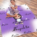 Personalized Cute Cartoon Character Multicolor Star Soft Throw Blanket with Name Home Decor Birthday Christmas Gift for Family Friends Kids