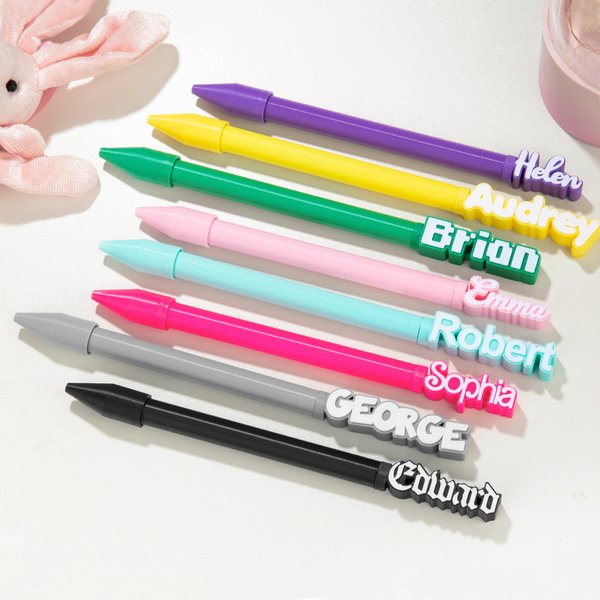 Multi-Color 3D Printed Retro Dolly Font Name Pen Set