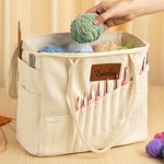 Borsa personalizzata con tasche per aghi e maniglia per filati ideale per lavoro a maglia e uncinetto regalo di compleanno per amanti dell'artigianato