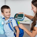 Portamerenda personalizzata multicolore in materiale sicuro per alimenti con nome ritorno a scuola regalo di compleanno per bambini