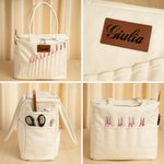 Borsa personalizzata con tasche per aghi e maniglia per filati ideale per lavoro a maglia e uncinetto regalo di compleanno per amanti dell'artigianato