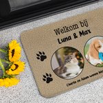 Gepersonaliseerde 1-3 Huisdierfoto's Collage Pootafdruk Antislip Deurmat met Tekst Housewarming Verjaardagscadeau voor Dierenliefhebbers