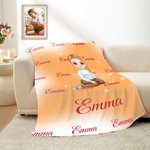 Personalized Cute Cartoon Character Multicolor Star Soft Throw Blanket with Name Home Decor Birthday Christmas Gift for Family Friends Kids