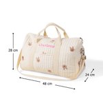 Sac de Maternité en Coton Personnalisé avec Motif Lapin Ourson Feuille d’Olivier et Nom Brodé Cadeau Grossesse Naissance pour Femme