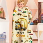 Personalized Fantasy Unicorn Excavator Dinosaur Soft Throw Blanket with Name and Initial Nursery Room Decor Birthday Gift for Boys Girls