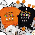 Personalized Mom's Boo Crew 1-8 Cute Ghosts Multicolor T-shirt Sweatshirt Hoodie with Name Halloween Gift for Family Friends