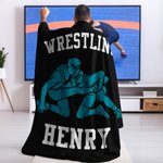 Personlig brottningssilhuetter mjuk pläd med namn och text inflyttningsfest spel jubileumsgåva för brottningsälskare