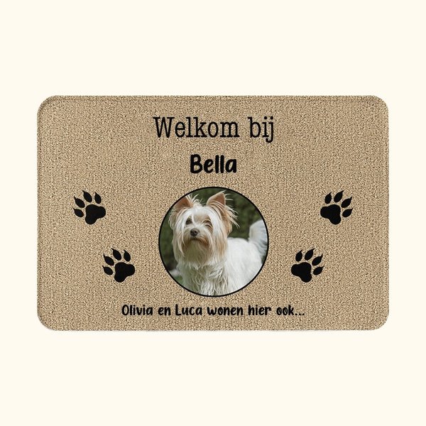 Gepersonaliseerde 1-3 Huisdierfoto's Collage Pootafdruk Antislip Deurmat met Tekst Housewarming Verjaardagscadeau voor Dierenliefhebbers