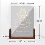 Veilleuse LED Bébé Ange Personnalisée avec Nom Texte Date Décoration en Acrylique avec Socle en Bois Cadeau de Sympathie Commémoration pour Parent