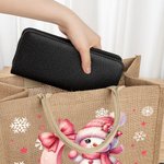 Henkilökohtainen Cartoon Santa Hat Snowman Bow Initial Jute Kangaskassi nimi syntymäpäivä joululahja perheelle ystävät