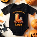 Personalized Cute Pumpkin Initial My First Halloween 100% Cotton Kid T-shirt Baby Bodysuit with Name Halloween Costume Party Gift for Baby Kid