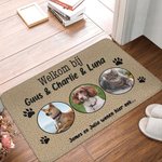 Gepersonaliseerde 1-3 Huisdierfoto's Collage Pootafdruk Antislip Deurmat met Tekst Housewarming Verjaardagscadeau voor Dierenliefhebbers