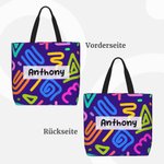 Personalisierte Abstrakte Graffiti Große Canvas Tasche mit Namen Reisen Alltag Gebrauch Geburtstag Geschenk für Herren Damen Künstler