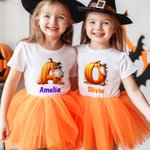 Personalized Cute Pumpkin Initial My First Halloween 100% Cotton Kid T-shirt Baby Bodysuit with Name Halloween Costume Party Gift for Baby Kid