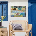 Personalized Distressed Retro Welcome to Our Party Metal Sign with Name and Place Wall Art Home Decor Summer Party Housewarming Gift for Family