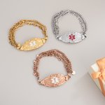 Personalized Star of Life Adjustable Medical Alert ID Emergency Multi-Layer Bracelet with Engraved Text Gift for Allergy Diabetic Women