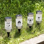 Lampe Solaire de Jardin Personnalisée avec Nom Texte Date Motif d'Empreinte de Patte Style d'Arc-en-ciel Cadeau pour Propriétaire d'Animal Domestique