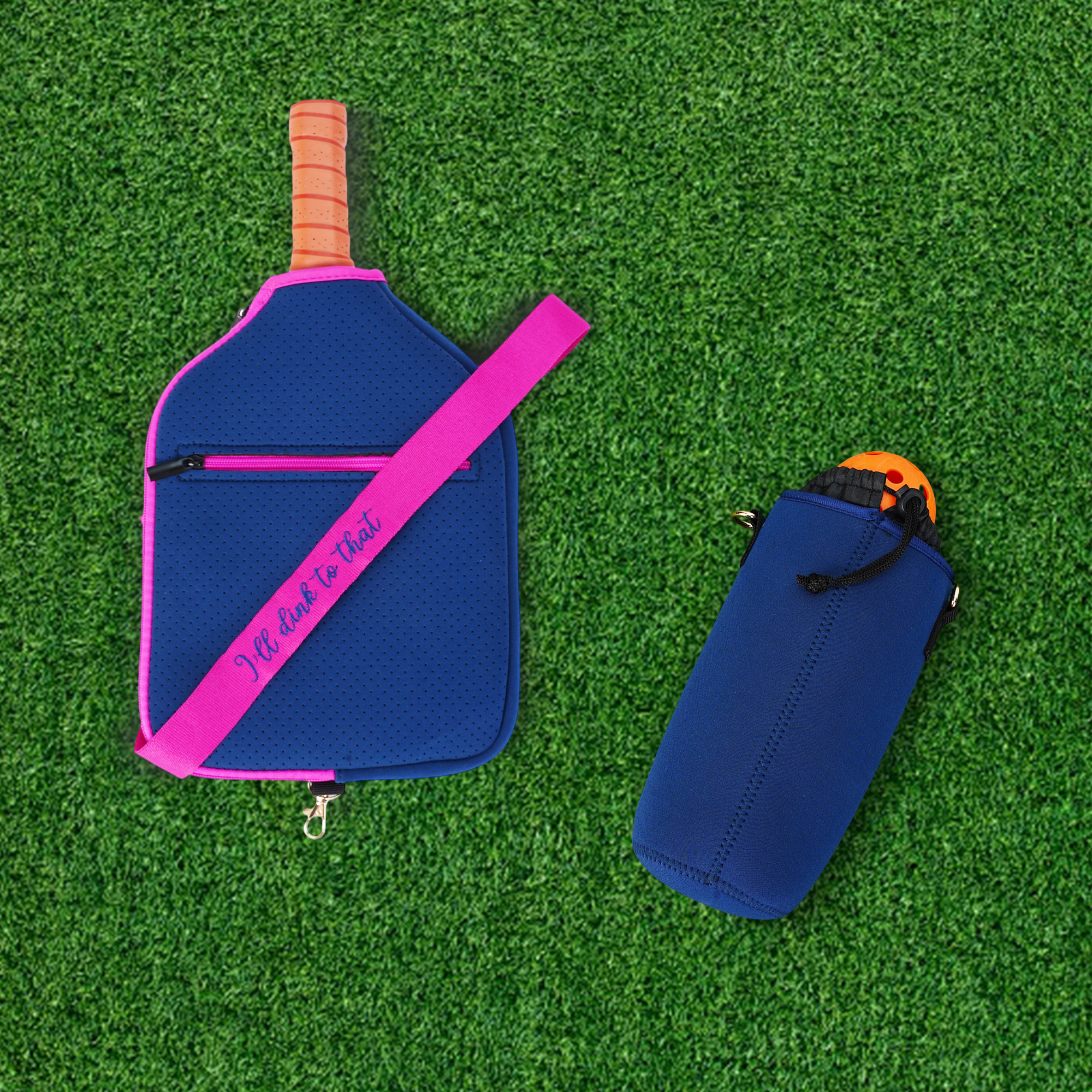 Set personnalisé de housse de raquette et pochette avec texte brodé Cadeau d'anniversaire pour les joueurs de Pickleball