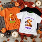 Personalized Cute Pumpkin Initial My First Halloween 100% Cotton Kid T-shirt Baby Bodysuit with Name Halloween Costume Party Gift for Baby Kid