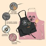Personalisierte Streifen Kinder Erwachsene Backschürze mit Namen Küchenutensilien Muster Vordertasche Geburtstag Geschenk für Familie Kochliebhaber