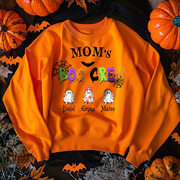 Personalisierte Mom's Boo Crew 1-8 Cute Ghosts Multicolor T-shirt Sweatshirt Hoodie mit Namen Halloween Geburtstag Geschenk für Familie Freunde