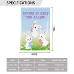 Personalized Daisy Meadow Sky Cute Whimsical Dancing Bunnies Garden Flag with Text Spring Outdoor Decor Easter Gift for Family Friend Garden Lovers