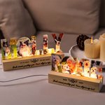 Gepersonaliseerde 3-7 Hond Kat Foto's Naam LED Nachtlampje met Houten Voet Woondecoratie Troostend Herinneringscadeau voor Huisdierbezitter