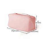 Personalized Cartoon Character Birth Flower Wide Opening PU Leather Makeup Bag with Name Travel Essentials Birthday Anniversary Gift for Women