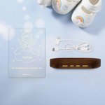 Veilleuse LED Bébé Ange Personnalisée avec Nom Texte Date Décoration en Acrylique avec Socle en Bois Cadeau de Sympathie Commémoration pour Parent