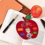 Personalized Cartoon Teacher Apple-Shaped Wooden Ornament with Stand and Text Back to School Teachers' Day Appreciation Gift for Teachers