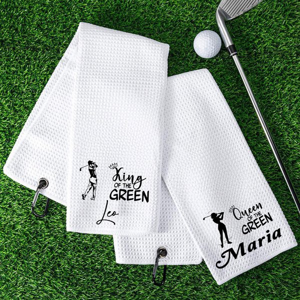 Asciugamano sportivo personalizzato super assorbente con silhouette golfista e nome regalo di compleanno per golfisti papà e mamma