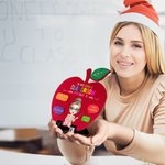 Personalized Cartoon Teacher Apple-Shaped Wooden Ornament with Stand and Text Back to School Teachers' Day Appreciation Gift for Teachers