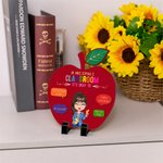 Personalized Cartoon Teacher Apple-Shaped Wooden Ornament with Stand and Text Back to School Teachers' Day Appreciation Gift for Teachers
