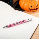 Personalized Spider Web Ghost Glitter Retractable Ballpoint Pen with Name Halloween Holiday Gift for Kids