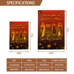 Personalised Spooky Season Gothic Ghost Black Cat Garden Flag with Name Yard Porch Outdoor Decor Halloween Gift for Family Friend