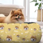 Personalised Paws Bones Cat Dog Face Photo Non-Slip Soft Pet Bed with Name Birthday Adoption Day Gift for Pet Owner