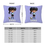 Personalized 3D Soccer Cartoon Character Soft Throw Pillow Cover with Name and Number Home Decor Birthday Gift for Boys Girls