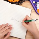 Personalized Spider Web Ghost Glitter Retractable Ballpoint Pen with Name Halloween Holiday Gift for Kids
