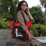 Bolso tote personalizado con nombre personaje de dibujos animados y bolsillo de malla regalo de agradecimiento y la vuelta al cole para profesores