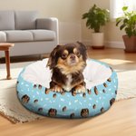 Personalised Paws Bones Cat Dog Face Photo Non-Slip Soft Pet Bed with Name Birthday Adoption Day Gift for Pet Owner