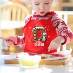 Personalized Cute Penguin Biscuit Initial Adjustable Kid Apron Chef Hat Set with Pocket for Cooking Christmas Gift for Boys Girls