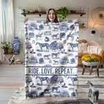 Personalized Western Horse Soft Throw Blanket with Text Home Decor Birthday Anniversary Equestrian Competition Gift for Horse Lover